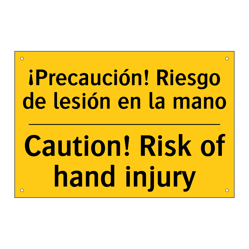 ¡Precaución! Riesgo de lesión en la mano - Caution! Risk of hand injury
