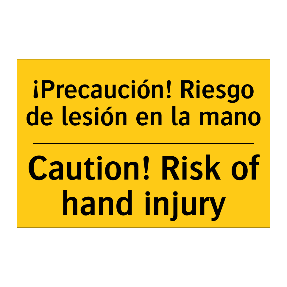 ¡Precaución! Riesgo de lesión en la mano - Caution! Risk of hand injury