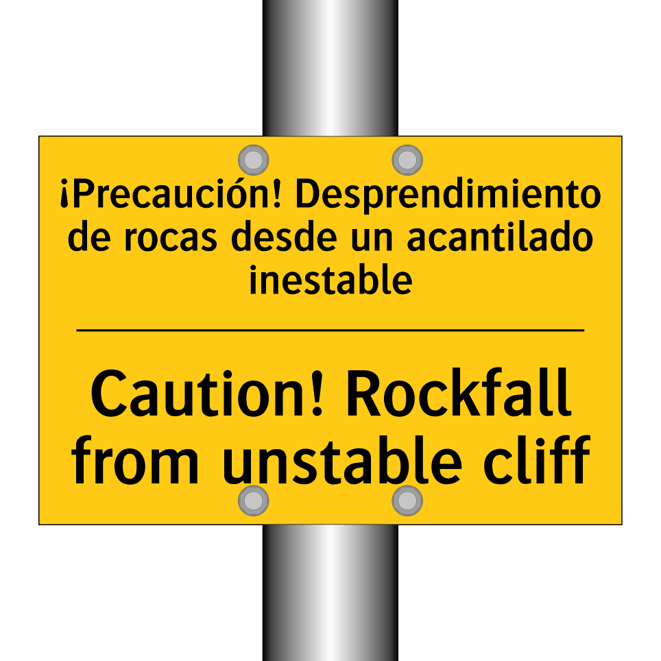¡Precaución! Desprendimiento de rocas desde un acantilado inestable - Caution! Rockfall from unstable cliff