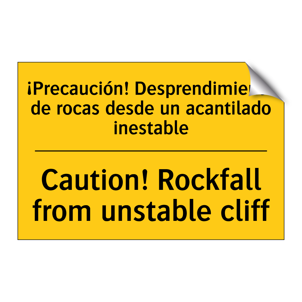 ¡Precaución! Desprendimiento de rocas desde un acantilado inestable - Caution! Rockfall from unstable cliff