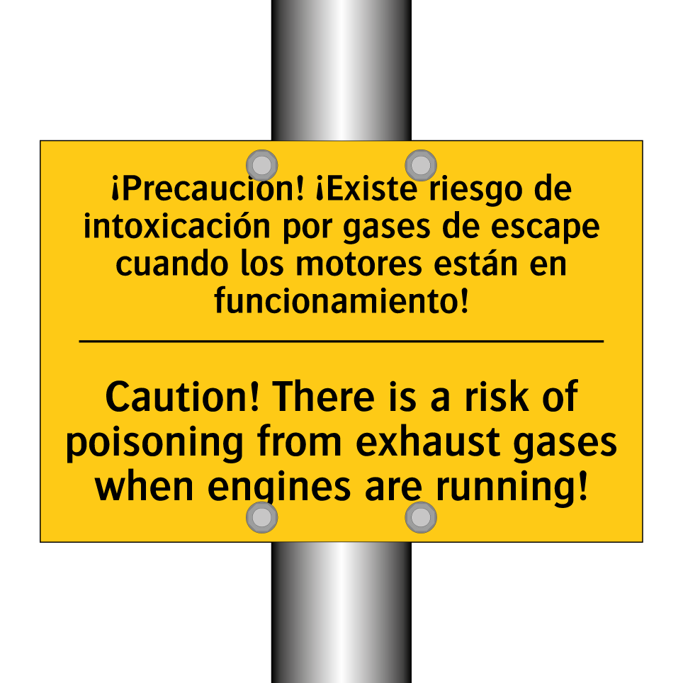 ¡Precaución! ¡Existe riesgo de intoxicación por gases de escape cuando los motores están en funcionamiento! - Caution! There is a risk of poisoning from exhaust gases when engines are running!