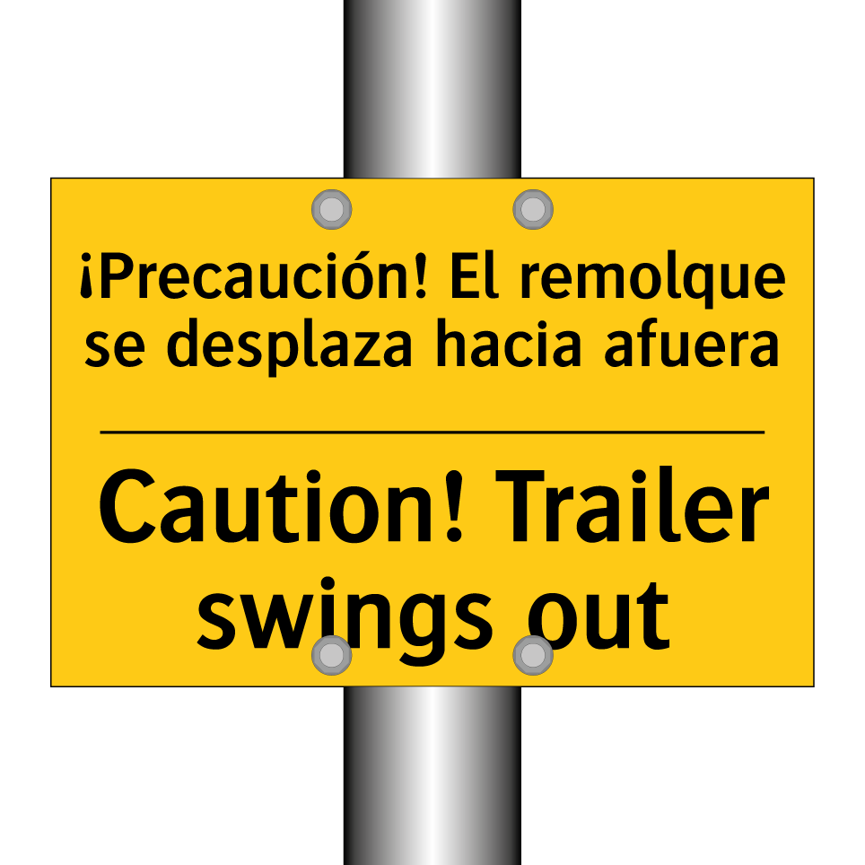 ¡Precaución! El remolque se desplaza hacia afuera - Caution! Trailer swings out