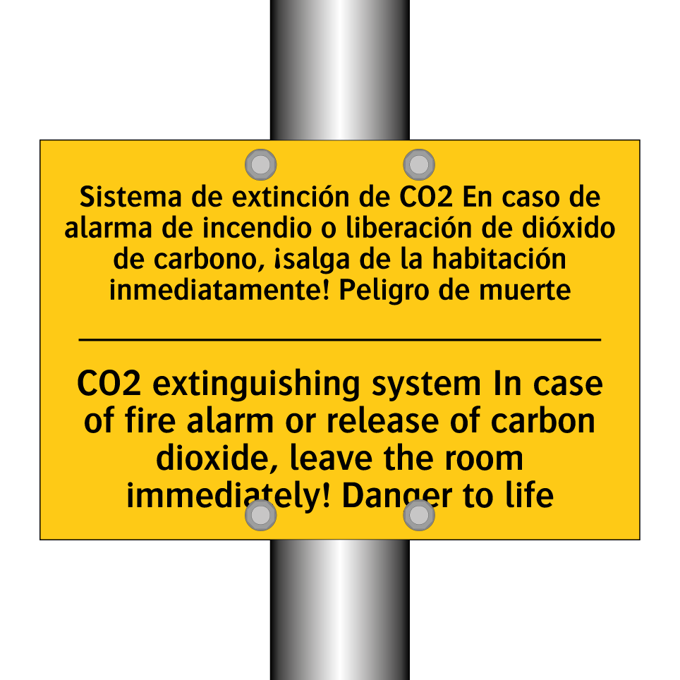 Sistema de extinción de CO2 En caso de alarma de incendio o liberación de dióxido de carbono, ¡salga de la habitación inmediatamente! Peligro de muerte - CO2 extinguishing system In case of fire alarm or release of carbon dioxide, leave the /.../