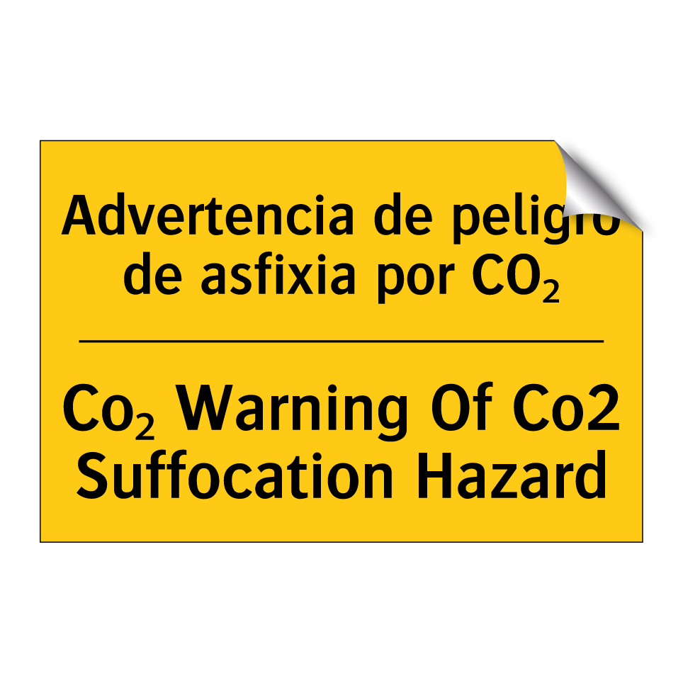 Advertencia de peligro de asfixia por CO₂ - Co₂ Warning Of Co2 Suffocation Hazard