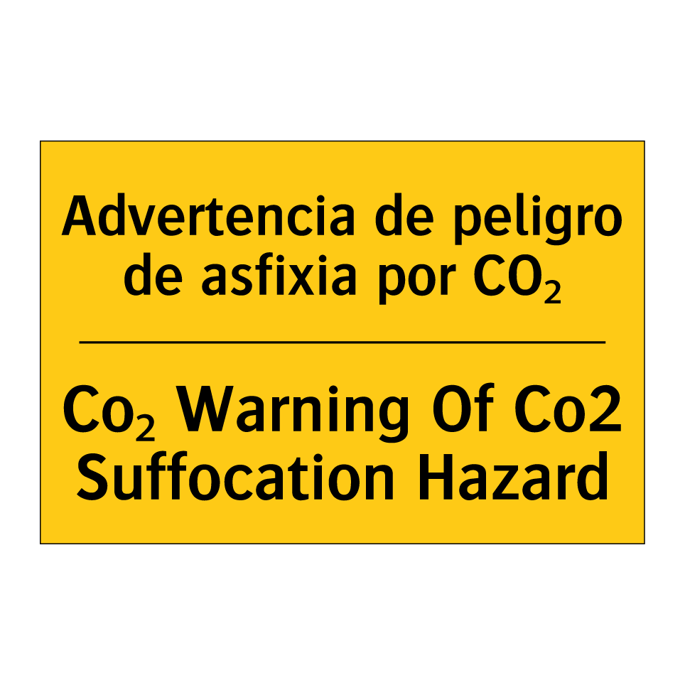 Advertencia de peligro de asfixia por CO₂ - Co₂ Warning Of Co2 Suffocation Hazard