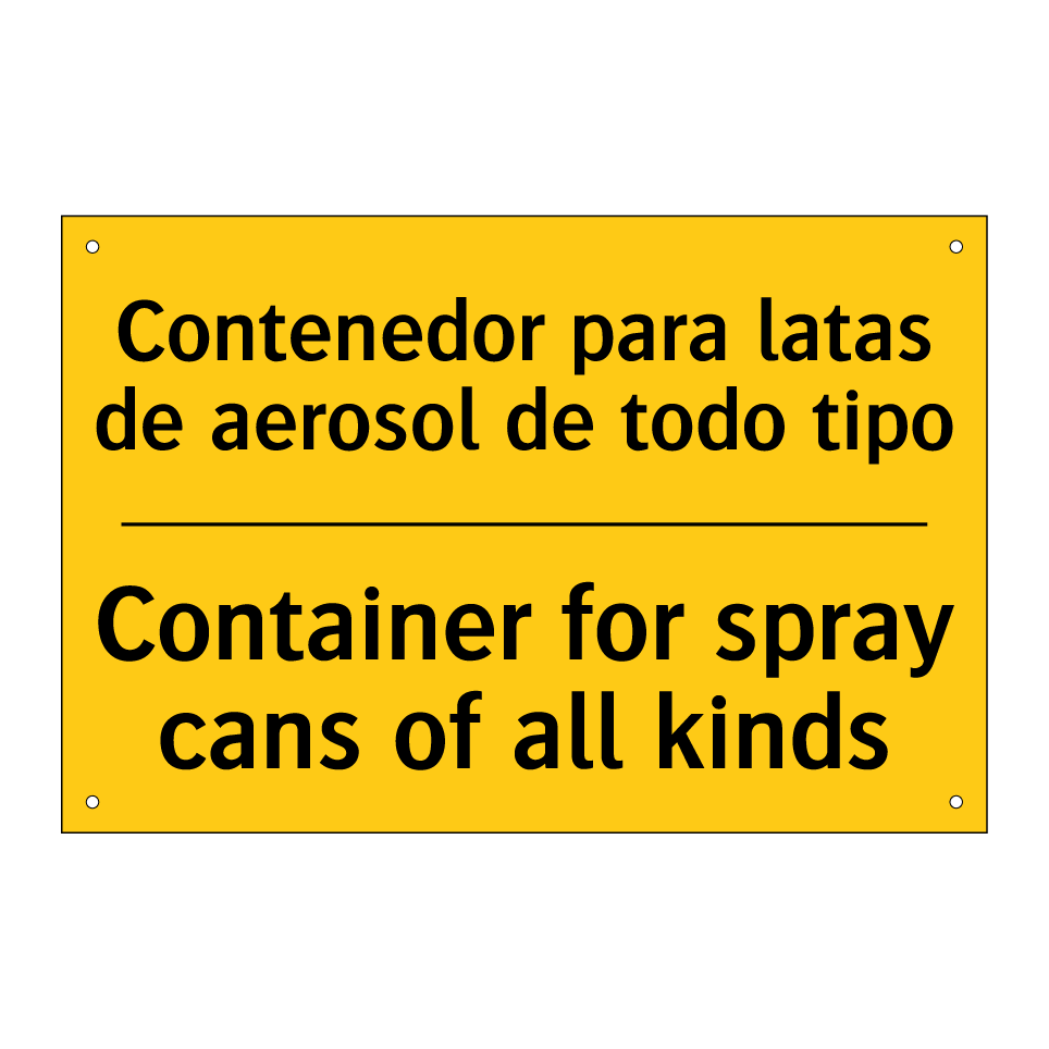 Contenedor para latas de aerosol de todo tipo - Container for spray cans of all kinds