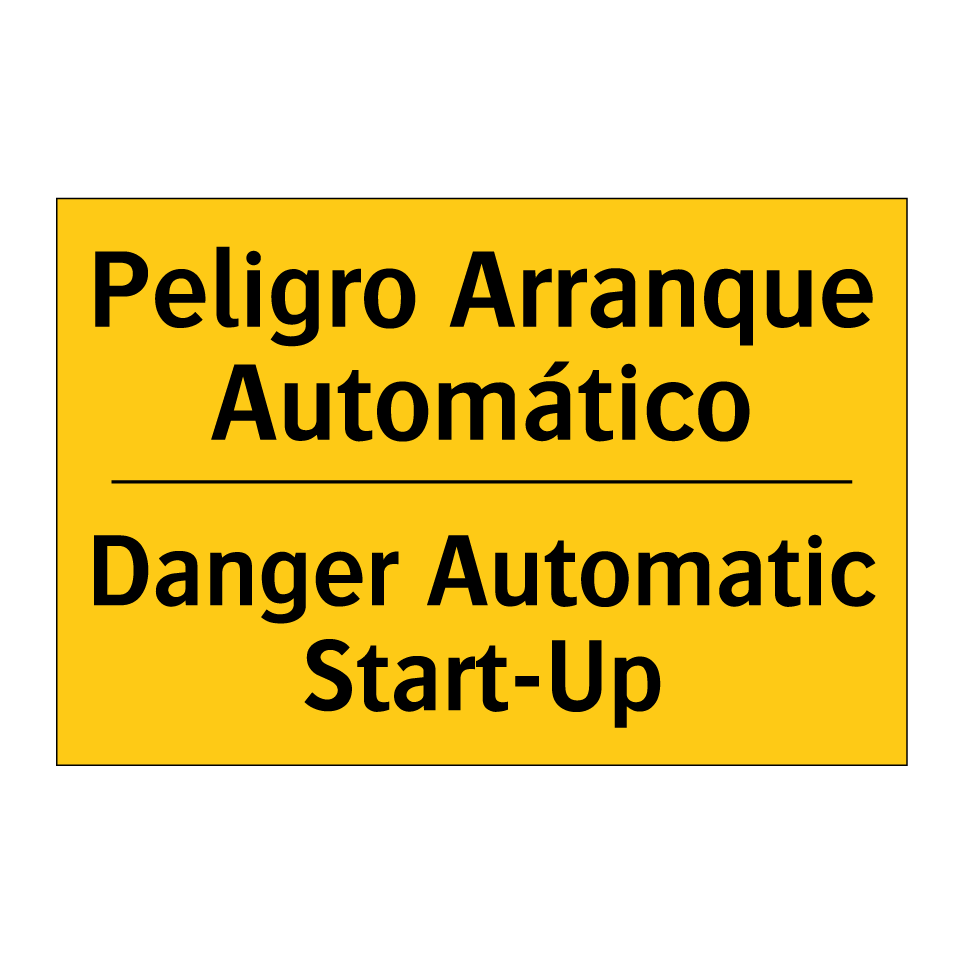 Peligro Arranque Automático - Danger Automatic Start-Up
