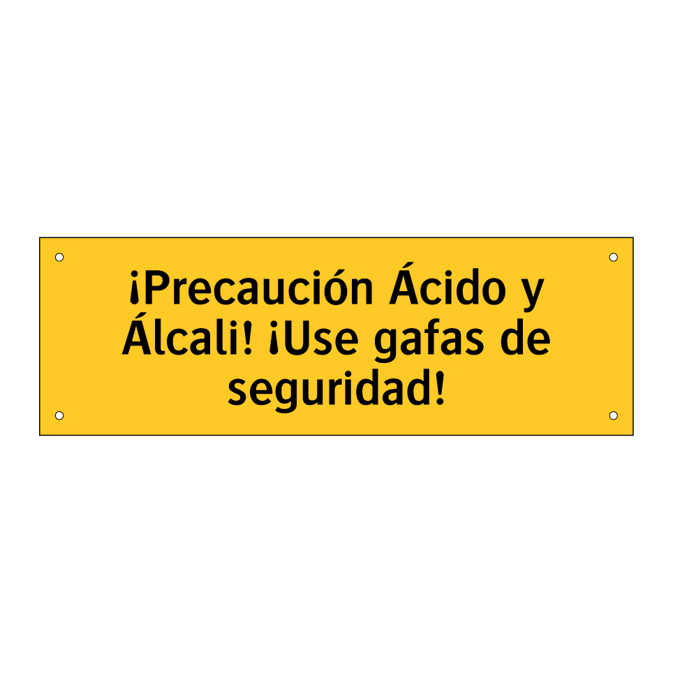 ¡Precaución Ácido y Álcali! ¡Use gafas de seguridad!