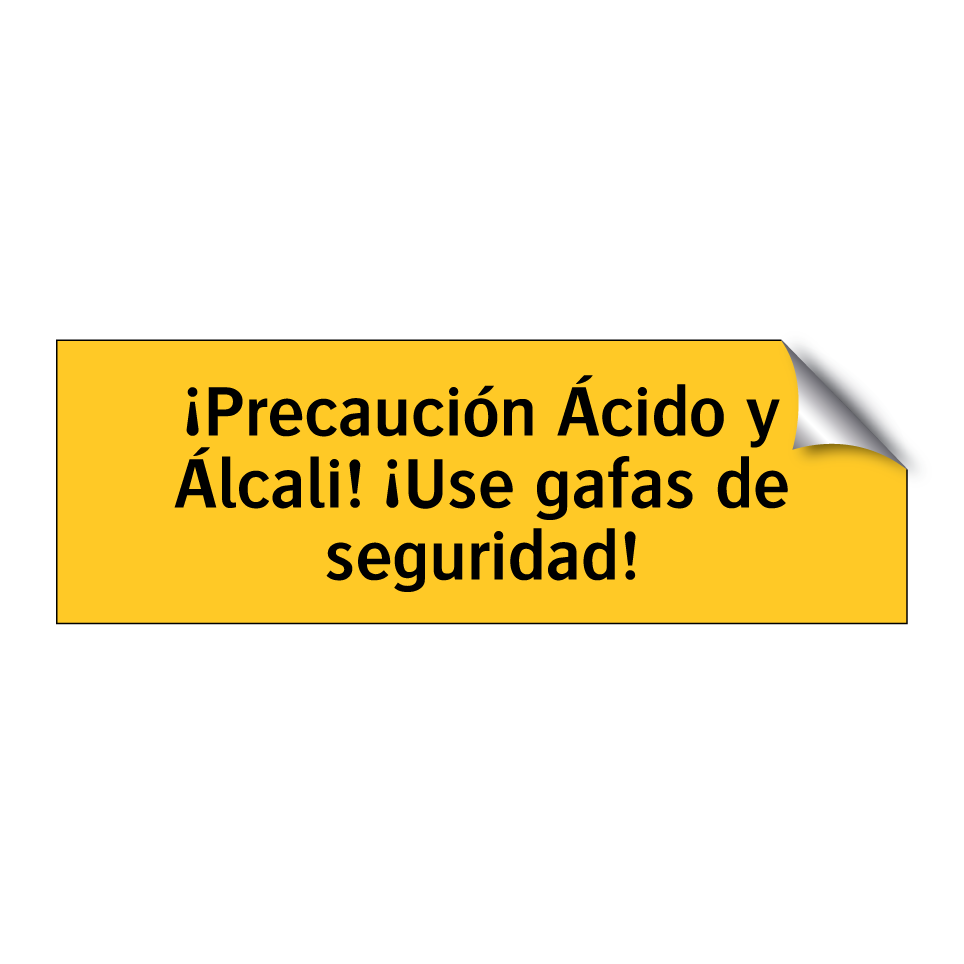 ¡Precaución Ácido y Álcali! ¡Use gafas de seguridad!