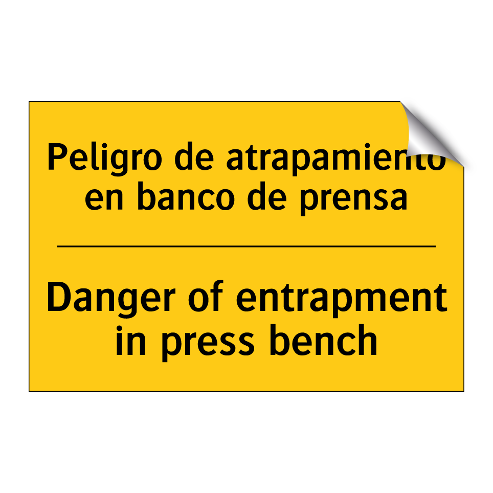 Peligro de atrapamiento en banco de prensa - Danger of entrapment in press bench