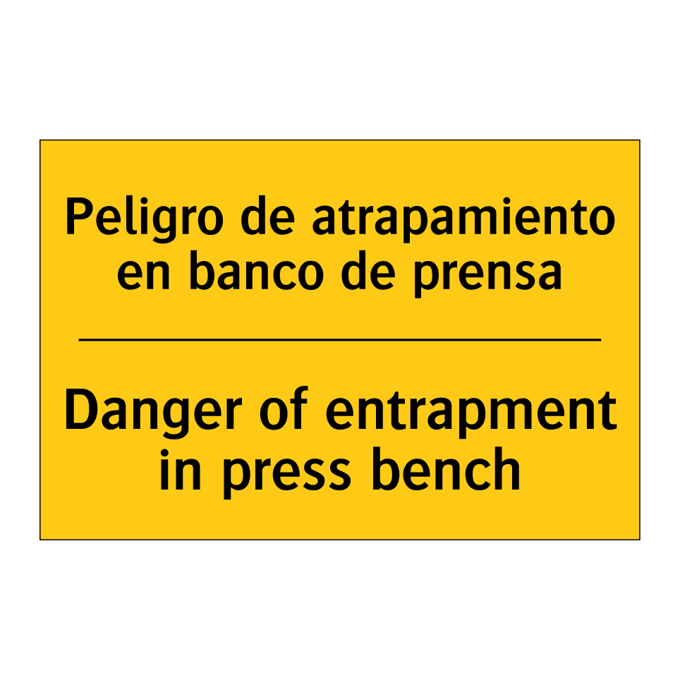 Peligro de atrapamiento en banco de prensa - Danger of entrapment in press bench