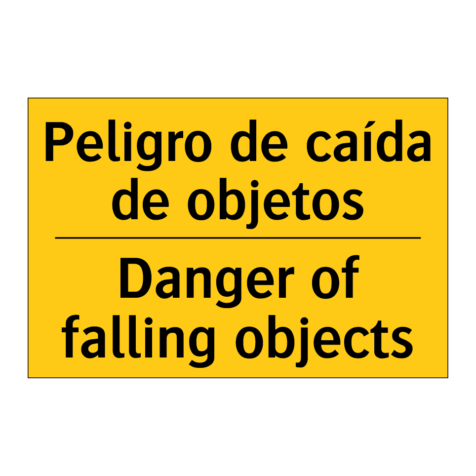Peligro de caída de objetos - Danger of falling objects