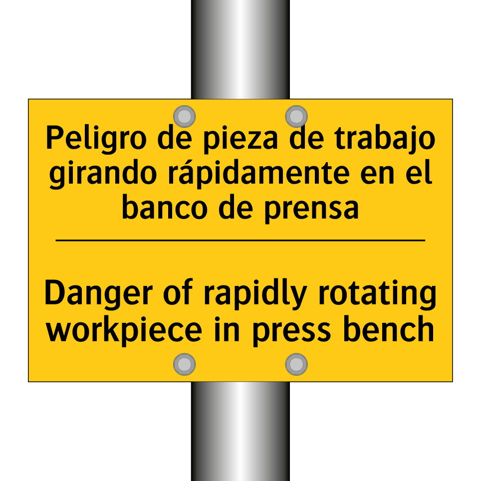 Peligro de pieza de trabajo girando rápidamente en el banco de prensa - Danger of rapidly rotating workpiece in press bench