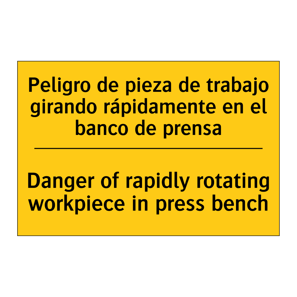 Peligro de pieza de trabajo girando rápidamente en el banco de prensa - Danger of rapidly rotating workpiece in press bench