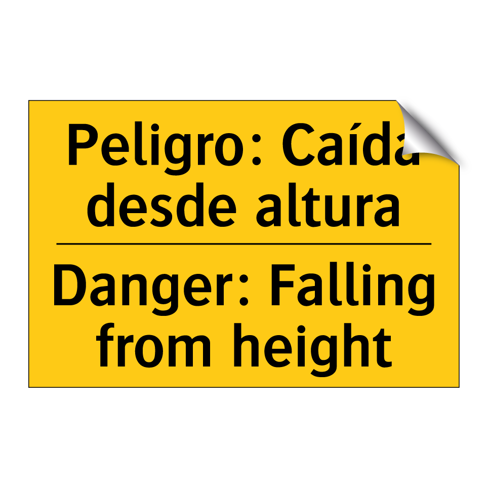 Peligro: Caída desde altura - Danger: Falling from height