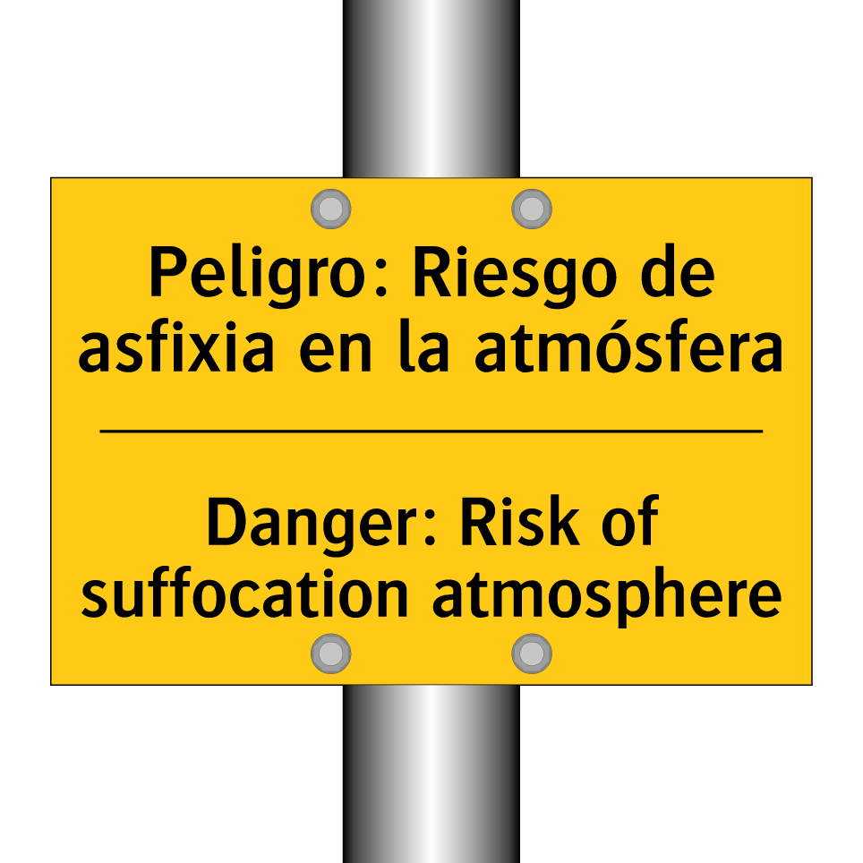 Peligro: Riesgo de asfixia en la atmósfera - Danger: Risk of suffocation atmosphere