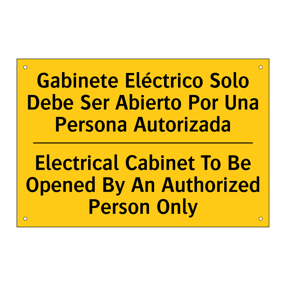 Gabinete Eléctrico Solo Debe Ser Abierto Por Una Persona Autorizada - Electrical Cabinet To Be Opened By An Authorized Person Only