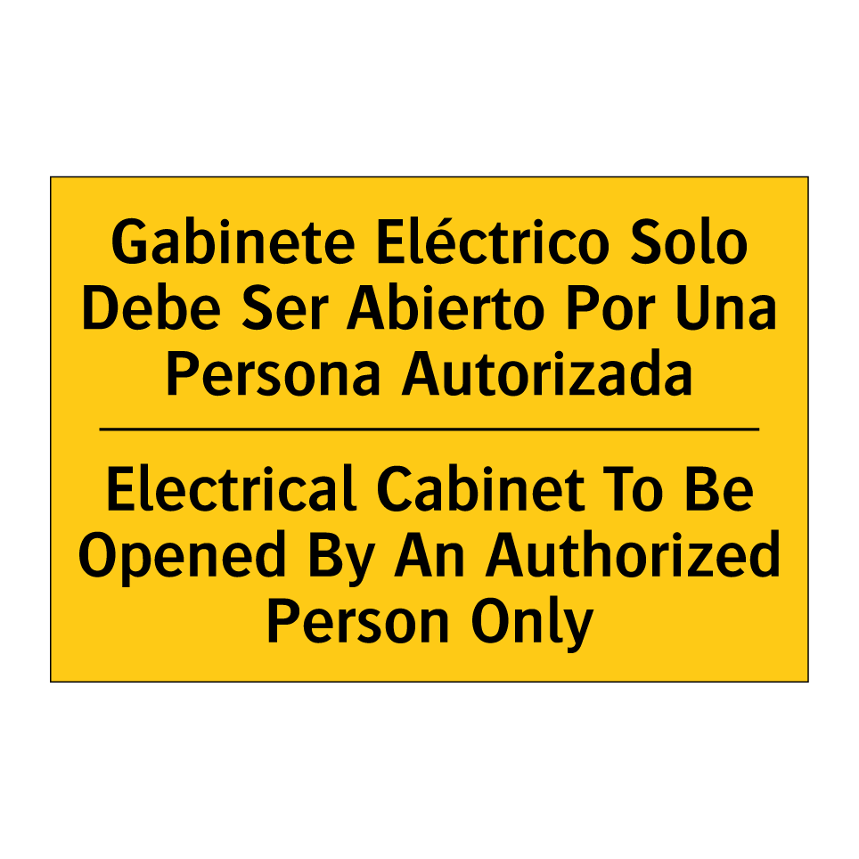 Gabinete Eléctrico Solo Debe Ser Abierto Por Una Persona Autorizada - Electrical Cabinet To Be Opened By An Authorized Person Only