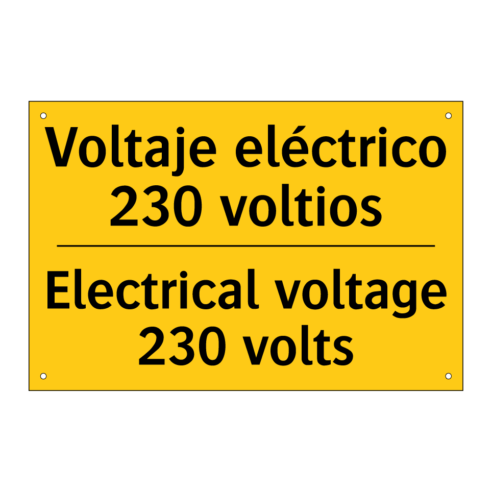 Voltaje eléctrico 230 voltios - Electrical voltage 230 volts