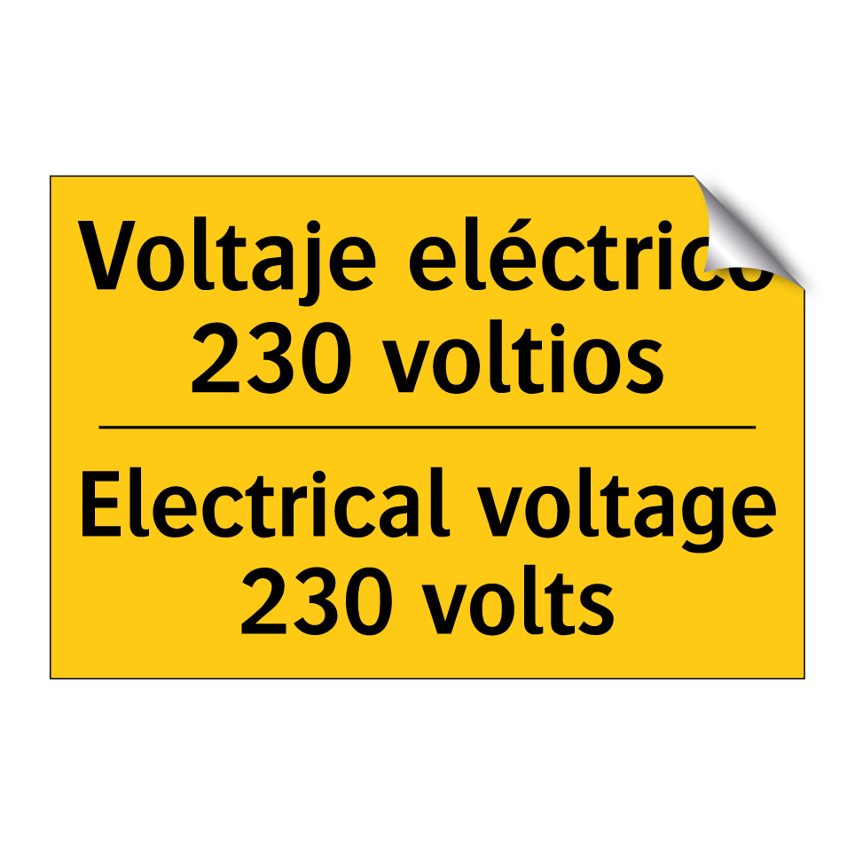 Voltaje eléctrico 230 voltios - Electrical voltage 230 volts