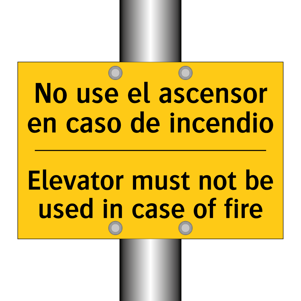 No use el ascensor en caso de incendio - Elevator must not be used in case of fire