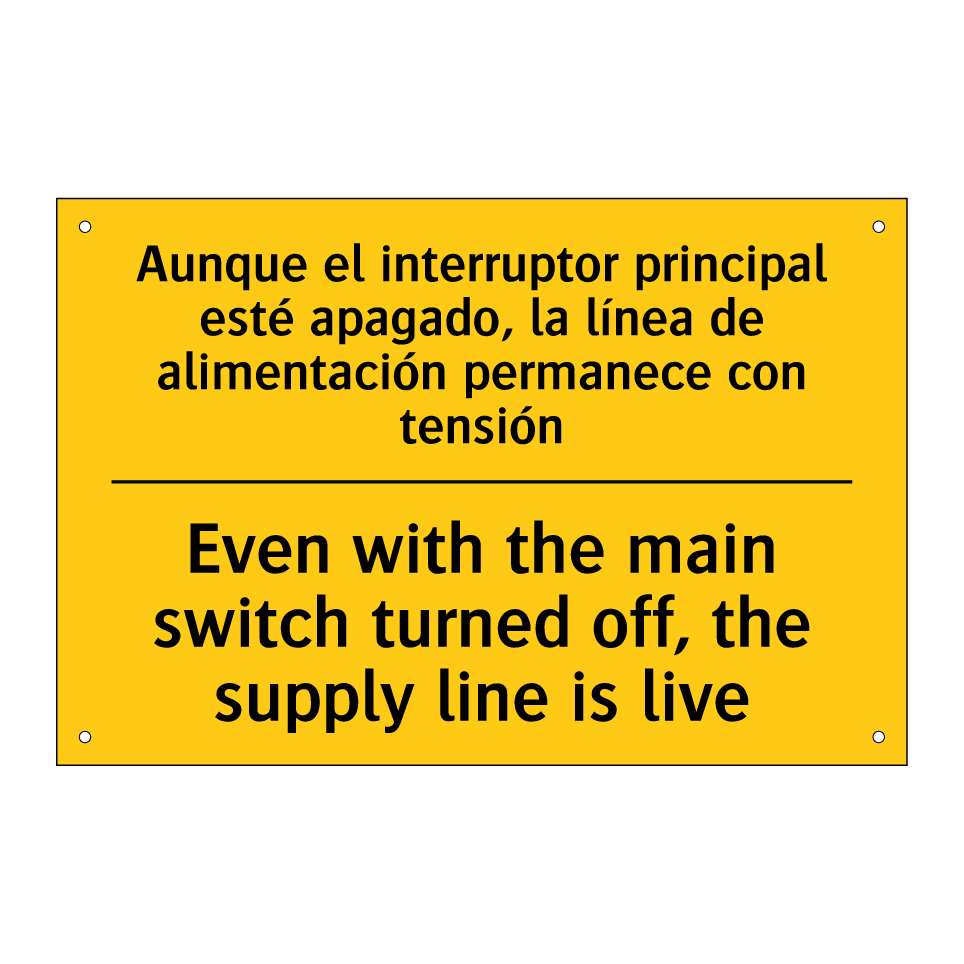 Even with the main switch turned off, the supply line is live - Even with the main switch turned off, the supply line is live