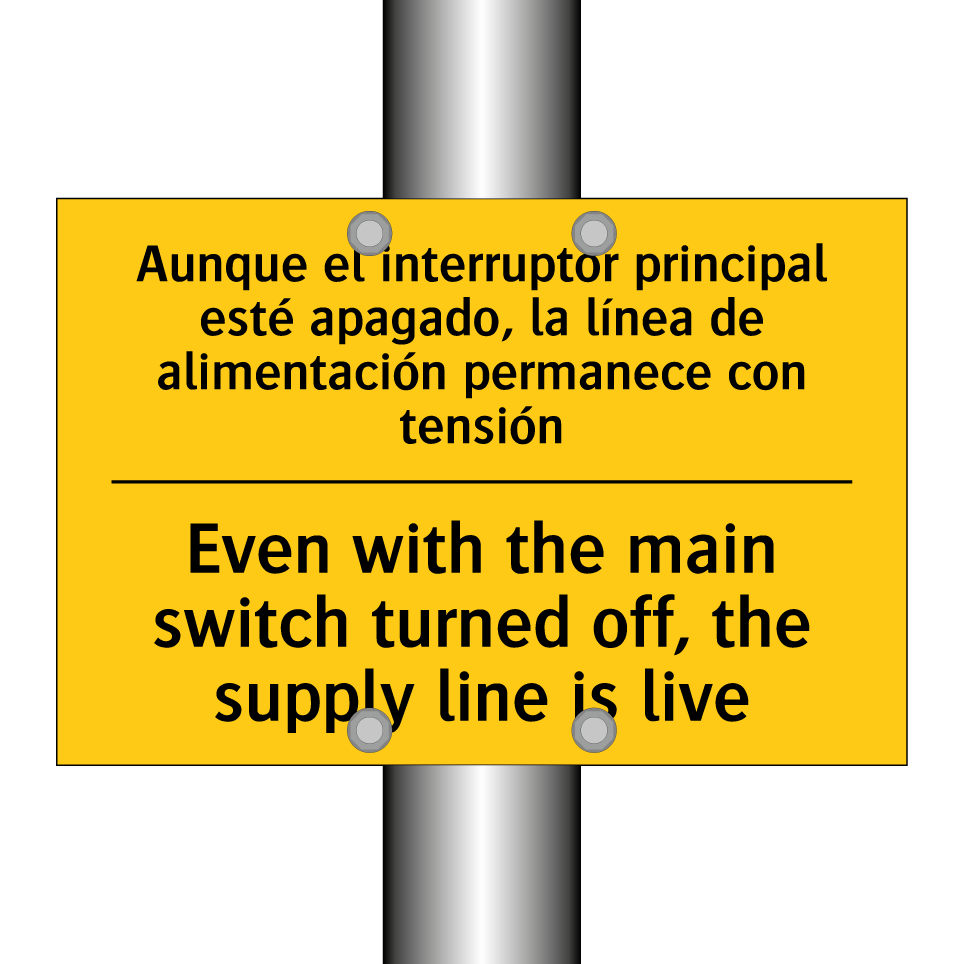 Even with the main switch turned off, the supply line is live - Even with the main switch turned off, the supply line is live