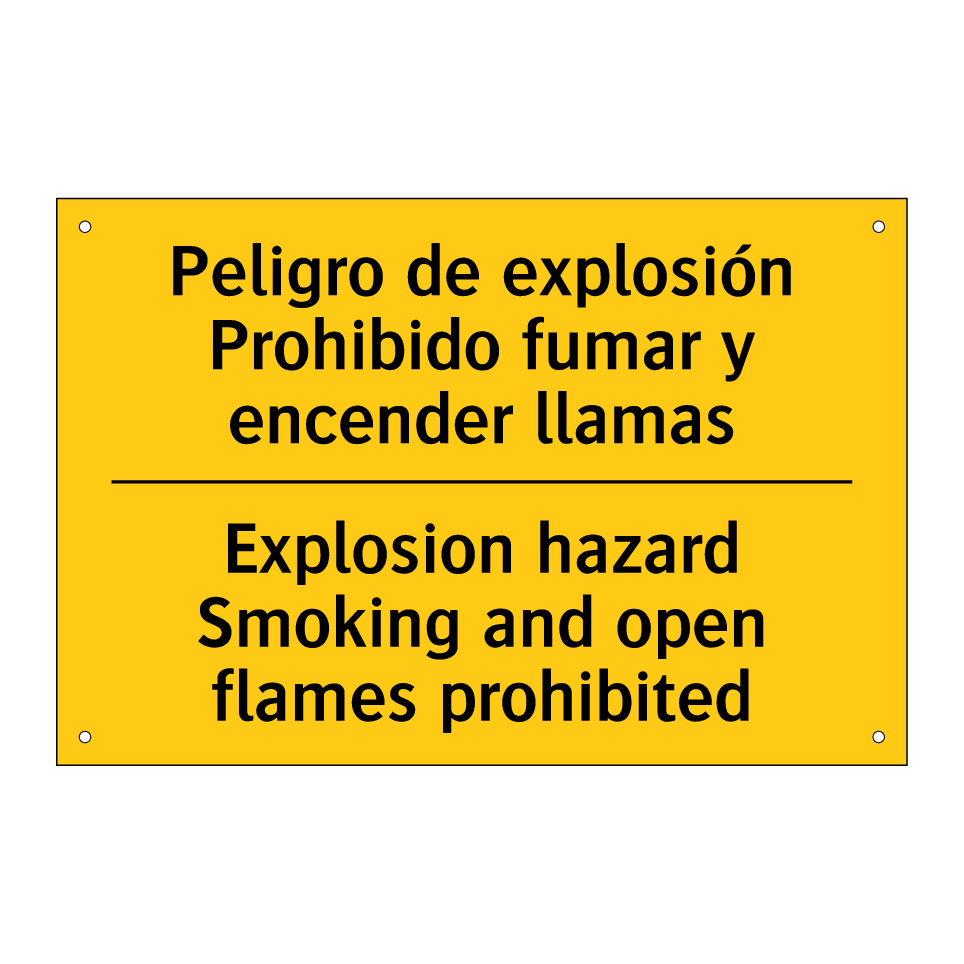 Peligro de explosión Prohibido fumar y encender llamas - Explosion hazard Smoking and open flames prohibited