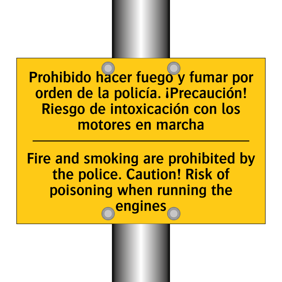 Fire and smoking are prohibited by the police. Caution! Risk of poisoning when running the engines - Fire and smoking are prohibited by the police. Caution! Risk of poisoning when running the engines