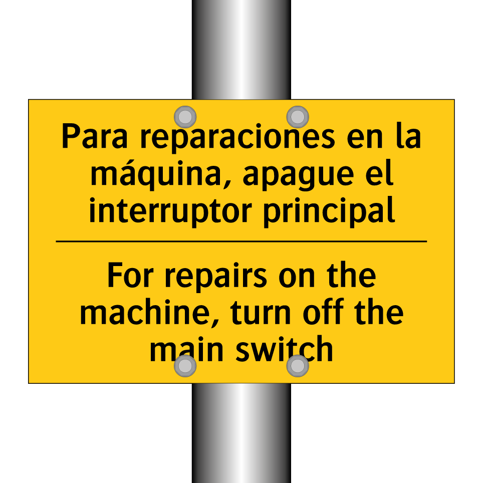 Para reparaciones en la máquina, apague el interruptor principal - For repairs on the machine, turn off the main switch