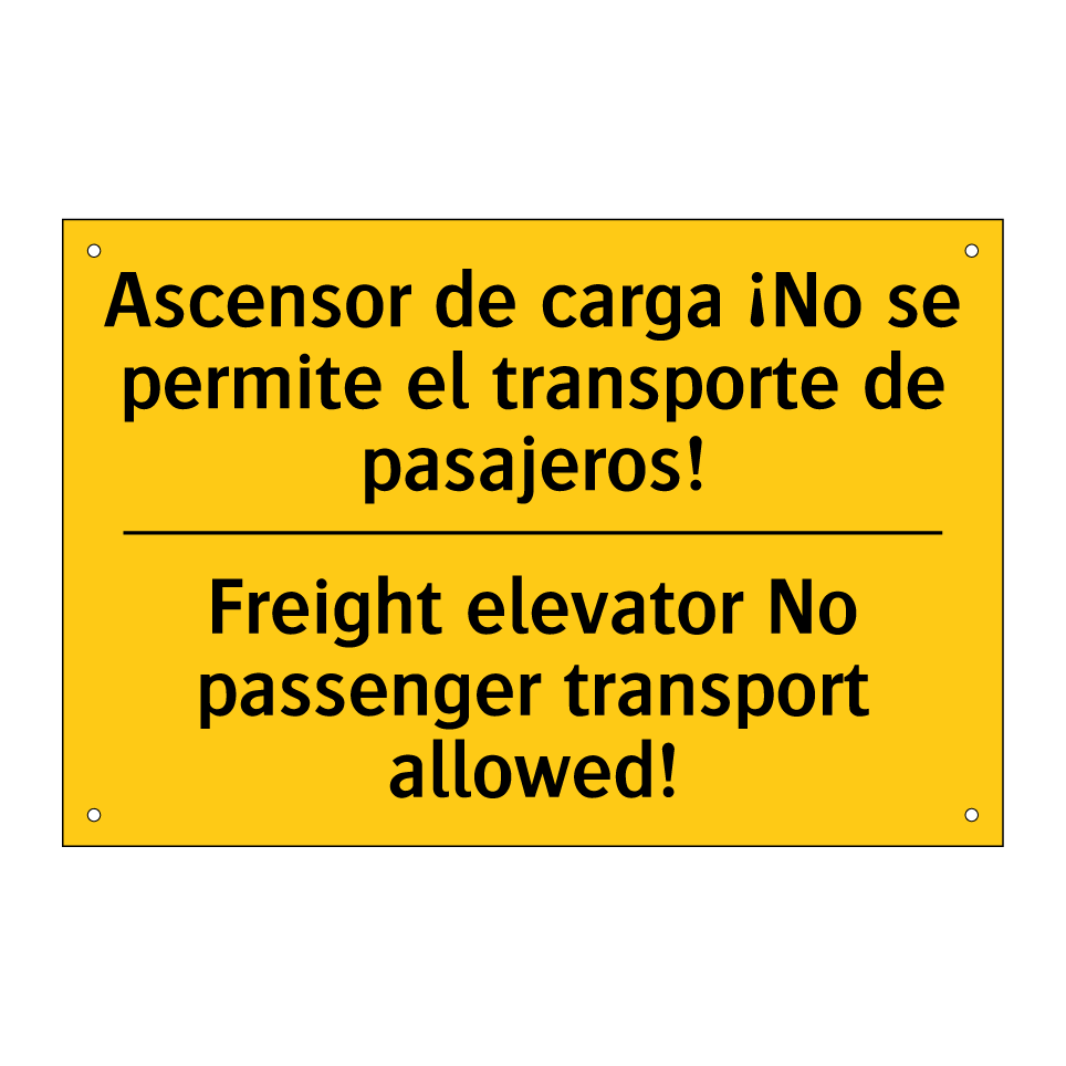 Ascensor de carga ¡No se permite el transporte de pasajeros! - Freight elevator No passenger transport allowed!