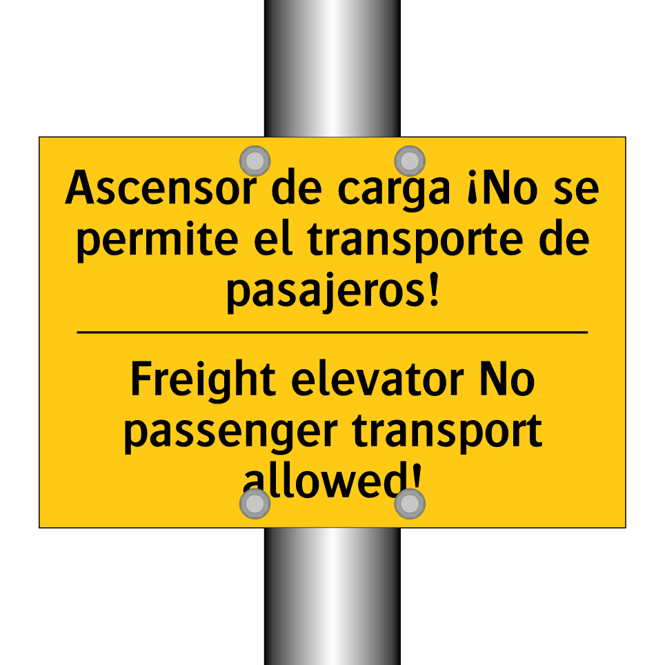 Ascensor de carga ¡No se permite el transporte de pasajeros! - Freight elevator No passenger transport allowed!