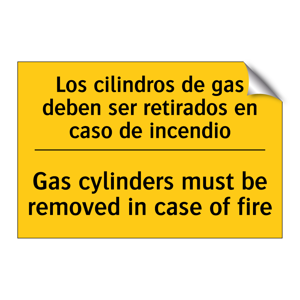 Los cilindros de gas deben ser retirados en caso de incendio - Gas cylinders must be removed in case of fire