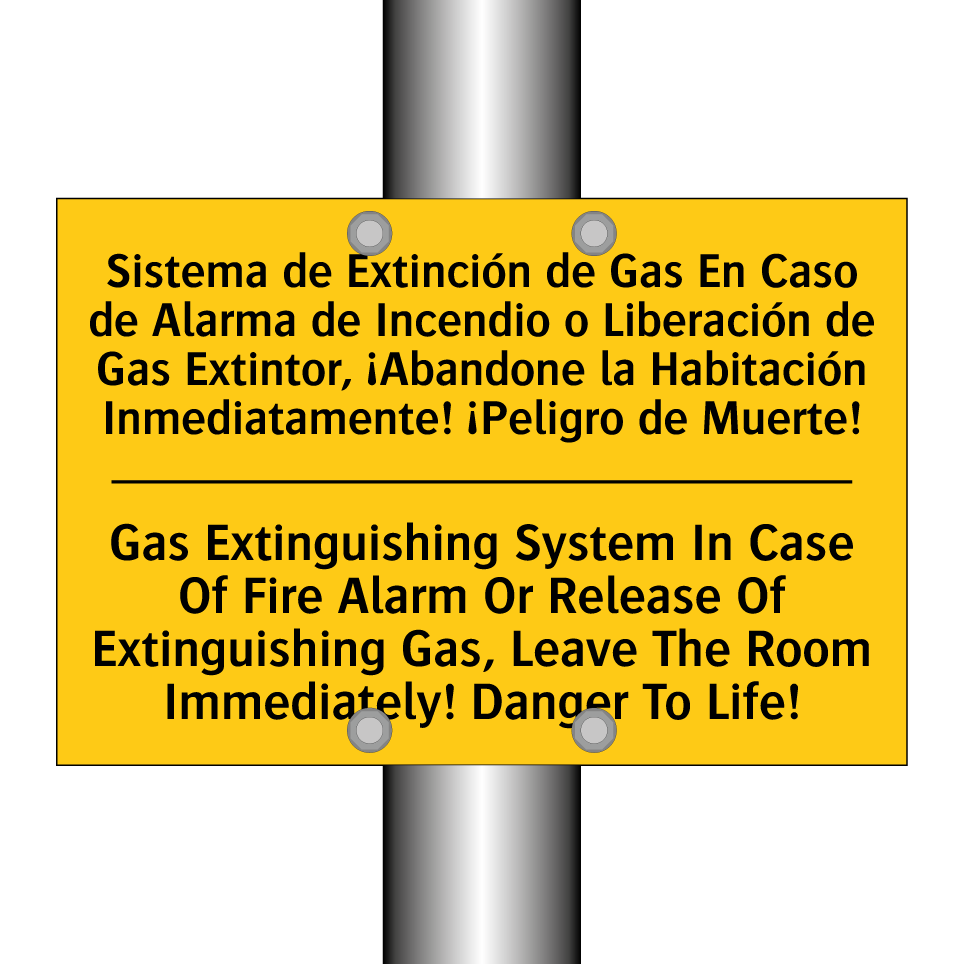 Sistema de Extinción de Gas En Caso de Alarma de Incendio o Liberación de Gas Extintor, ¡Abandone la Habitación Inmediatamente! ¡Peligro de Muerte! - Gas Extinguishing System In Case Of Fire Alarm Or Release Of Extinguishing Gas, Leave The  /.../