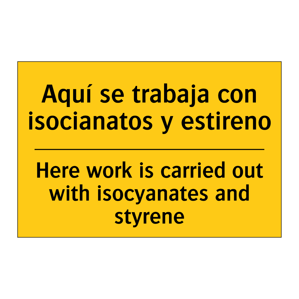 Aquí se trabaja con isocianatos y estireno - Here work is carried out with isocyanates and styrene