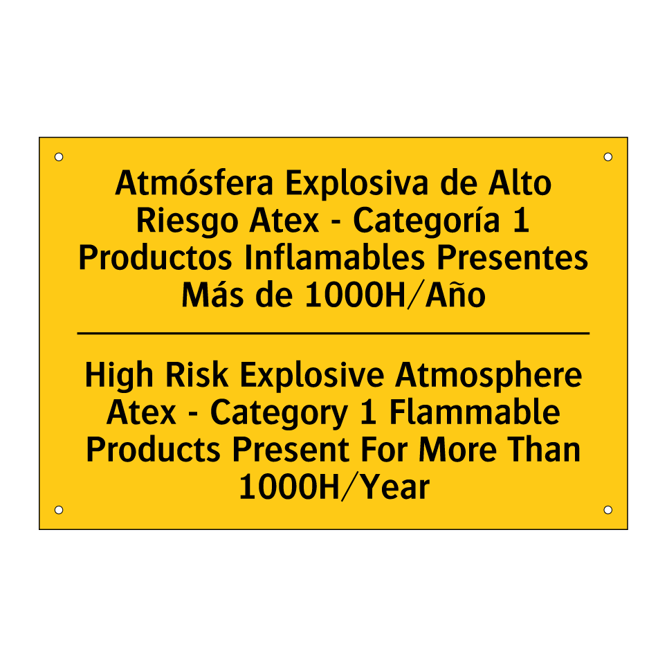 Atmósfera Explosiva de Alto Riesgo Atex - Categoría 1 Productos Inflamables Presentes Más de 1000H/Año - High Risk Explosive Atmosphere Atex - Category 1 Flammable Products Present For More Than 1000H/Year