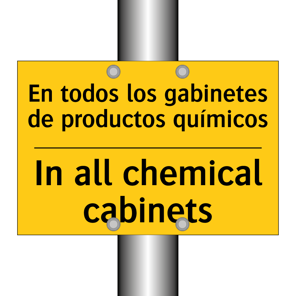 En todos los gabinetes de productos químicos - In all chemical cabinets