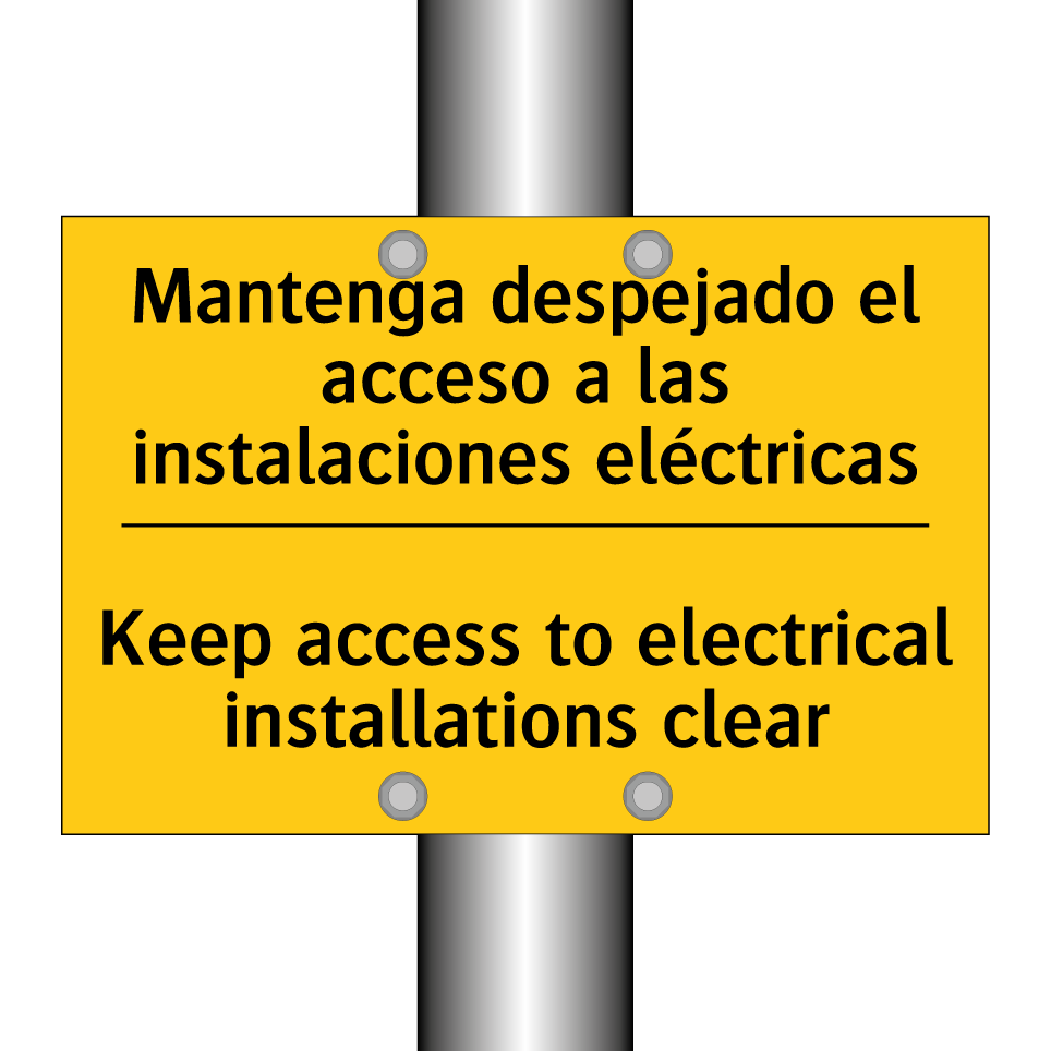 Mantenga despejado el acceso a las instalaciones eléctricas - Keep access to electrical installations clear