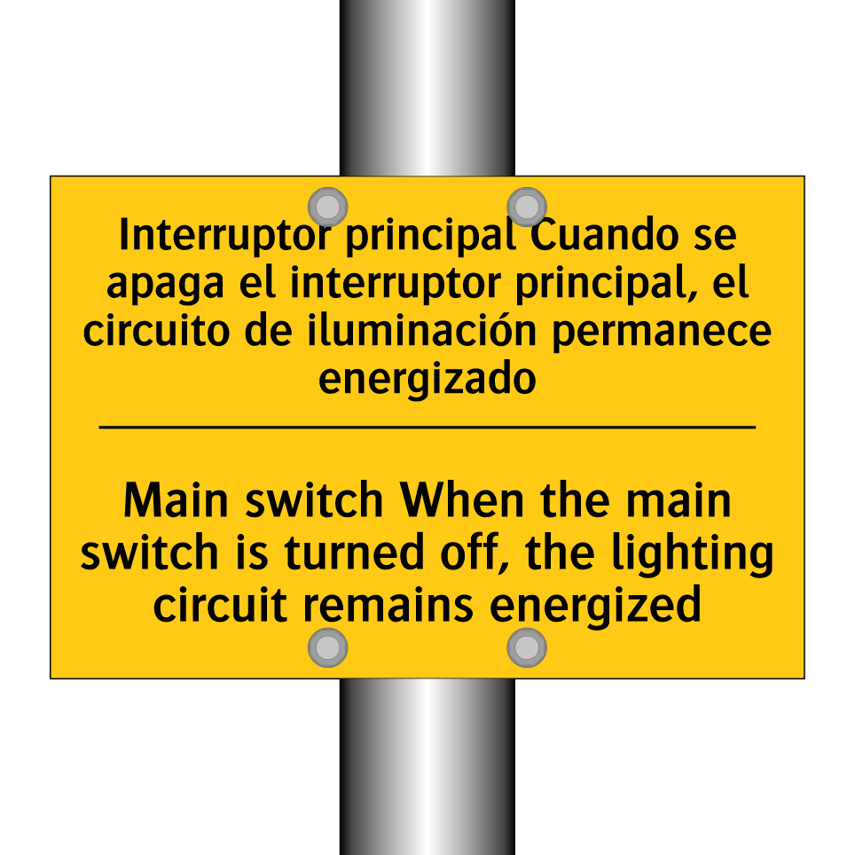 Interruptor principal Cuando se apaga el interruptor principal, el circuito de iluminación permanece energizado - Main switch When the main switch is turned off, the lighting circuit remains energized