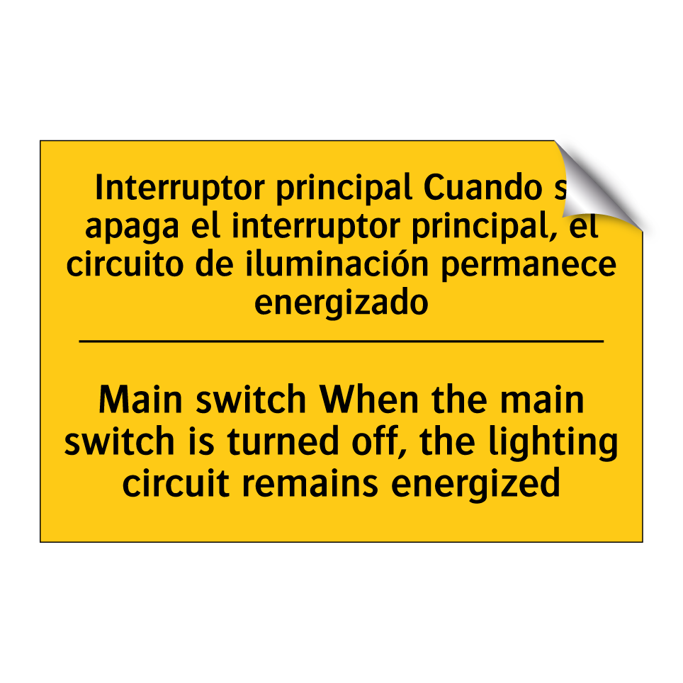 Interruptor principal Cuando se apaga el interruptor principal, el circuito de iluminación permanece energizado - Main switch When the main switch is turned off, the lighting circuit remains energized