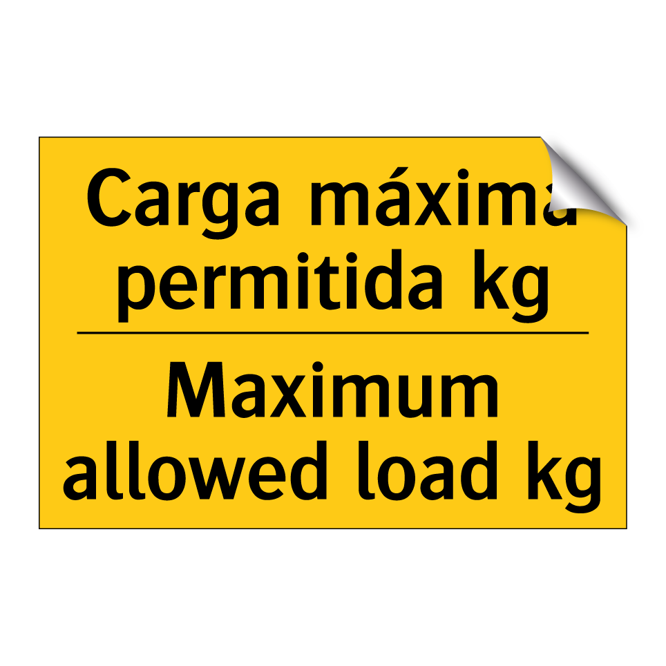 Carga máxima permitida kg - Maximum allowed load kg
