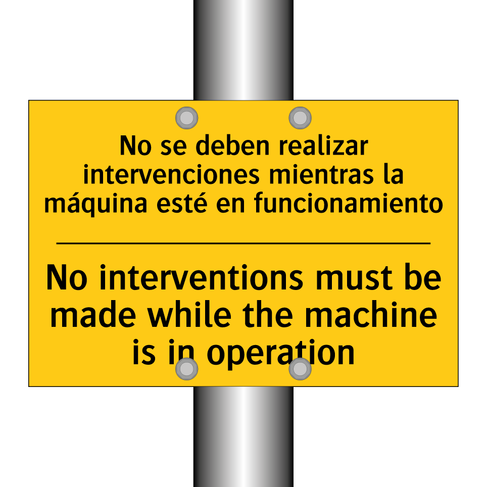 No interventions must be made while the machine is in operation - No interventions must be made while the machine is in operation