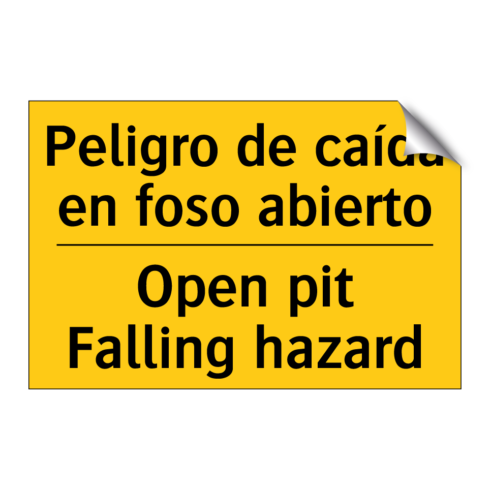 Peligro de caída en foso abierto - Open pit Falling hazard
