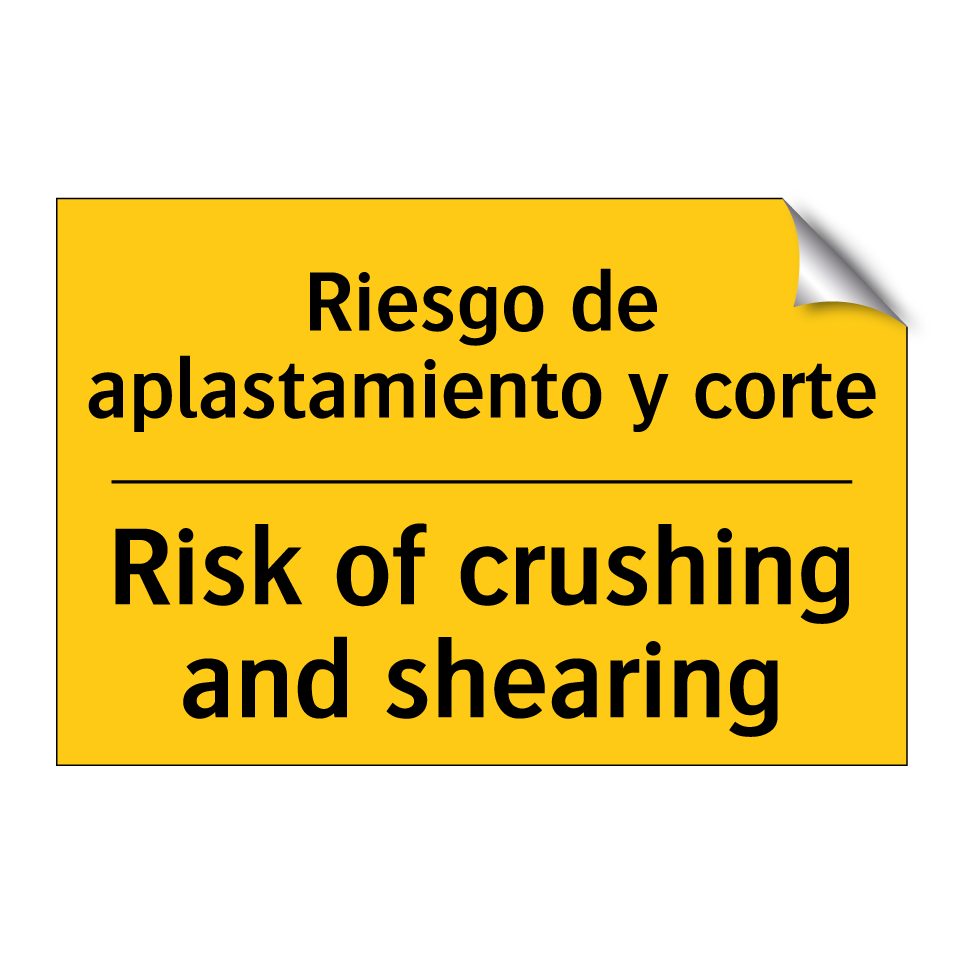 Riesgo de aplastamiento y corte - Risk of crushing and shearing
