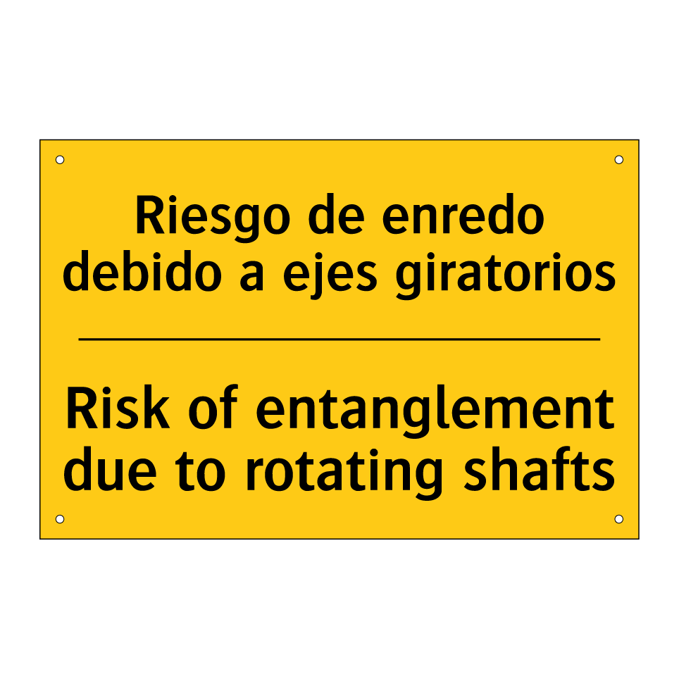 Riesgo de enredo debido a ejes giratorios - Risk of entanglement due to rotating shafts