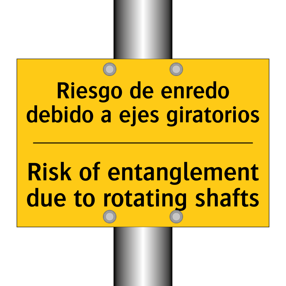 Riesgo de enredo debido a ejes giratorios - Risk of entanglement due to rotating shafts