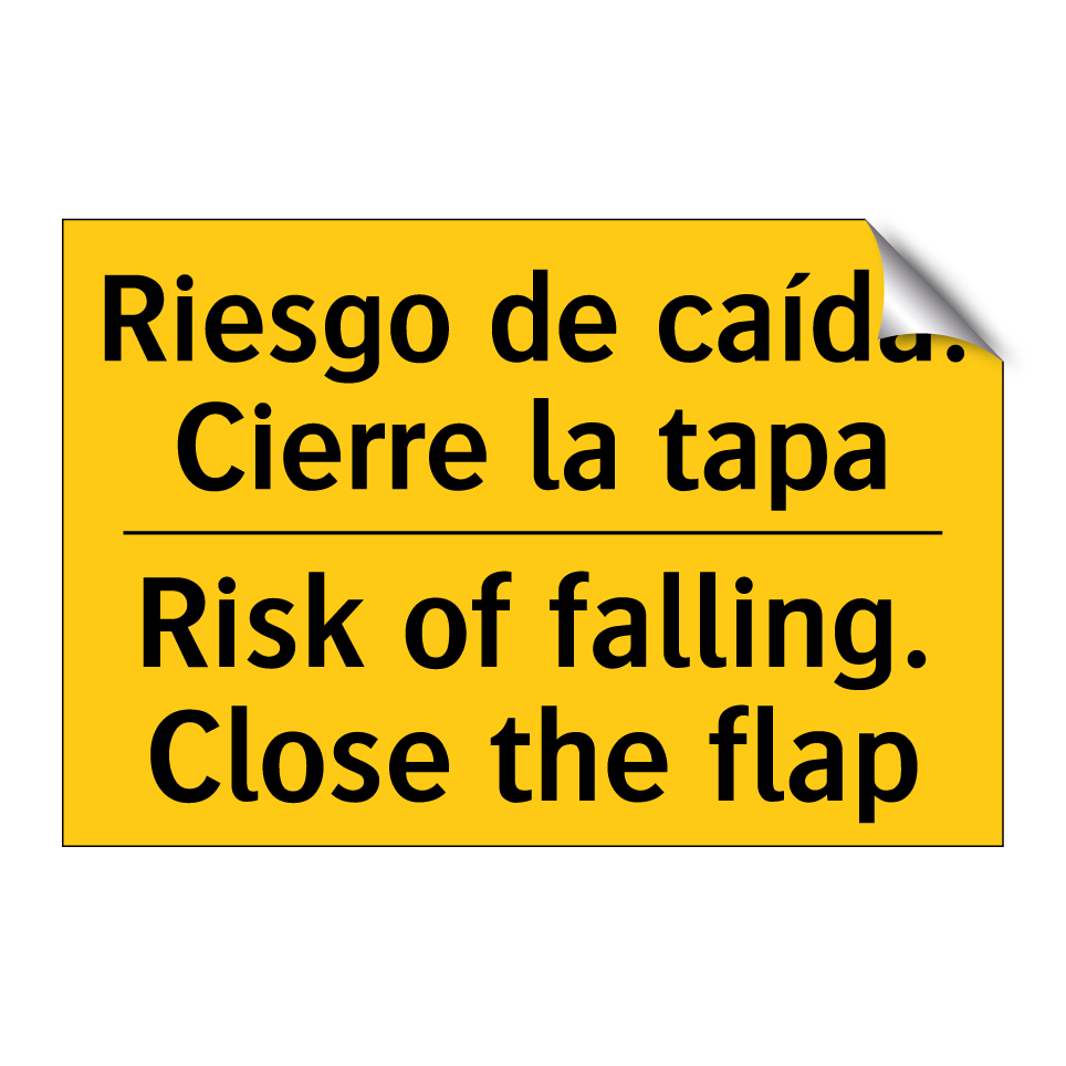 Riesgo de caída. Cierre la tapa - Risk of falling. Close the flap