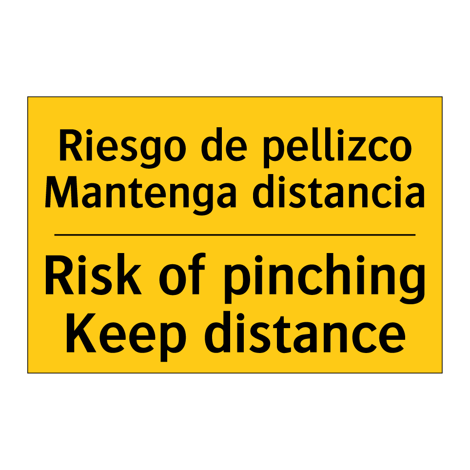 Riesgo de pellizco Mantenga distancia - Risk of pinching Keep distance