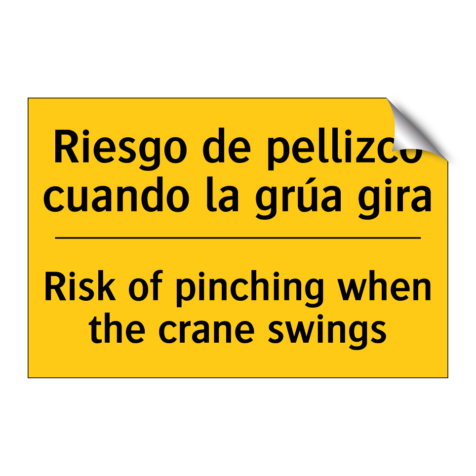 Riesgo de pellizco cuando la grúa gira - Risk of pinching when the crane swings