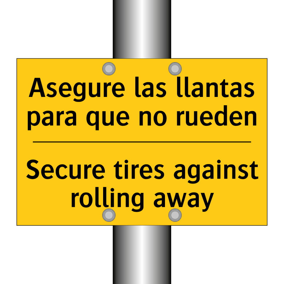 Asegure las llantas para que no rueden - Secure tires against rolling away